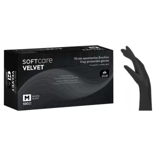 Soft Care Velvet Powder Free Vinyl Gloves - Black