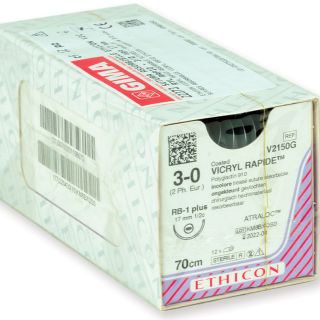 ETHICON VICRYL RAPID ABSORBABLE ράμματα - Βελτίωση 3/0 Βελόνι 17 mm - Braided