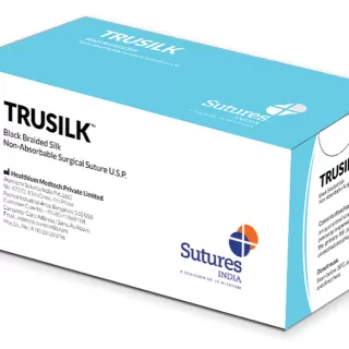 TRUSILK NON ABSORB. SUTURE gauge 2/0 circle 1/2 needle 22 mm - 45 cm - black