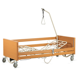 Wooden electric hospital bed with adjustable height