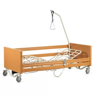 Wooden electric hospital bed with adjustable height