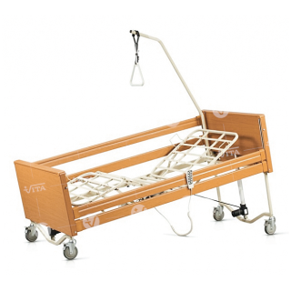 Wooden electric hospital bed with adjustable height - 